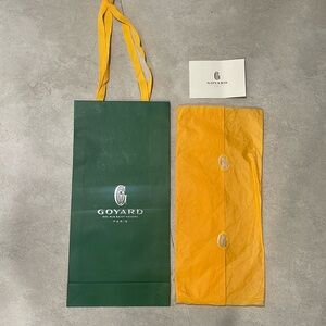 NEW Goyard Empty Shopping Tote Gift Bag Storage Wrapping Paper Green Yellow Set